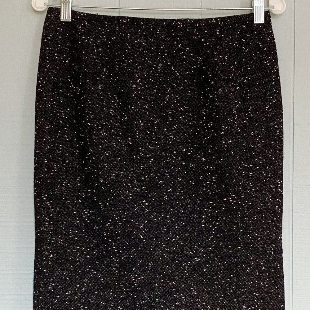 LAFAYETTE 148 Pencil Skirt Black Boucle Wool Blend